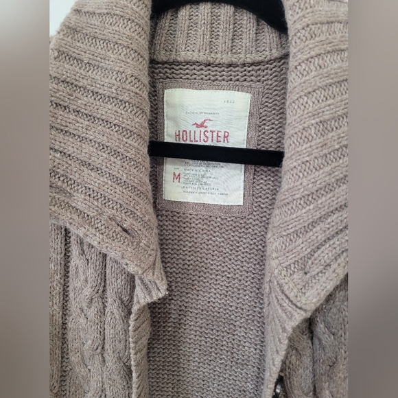 HOLLISTER Brown Long Open Sweater Cardigan Size Medium - Picture 2 of 5
